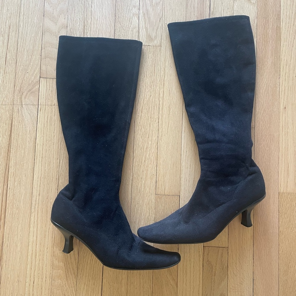 Vintage Liz Claiborne Flex Suede Black Kitten Heel Boots 8.5